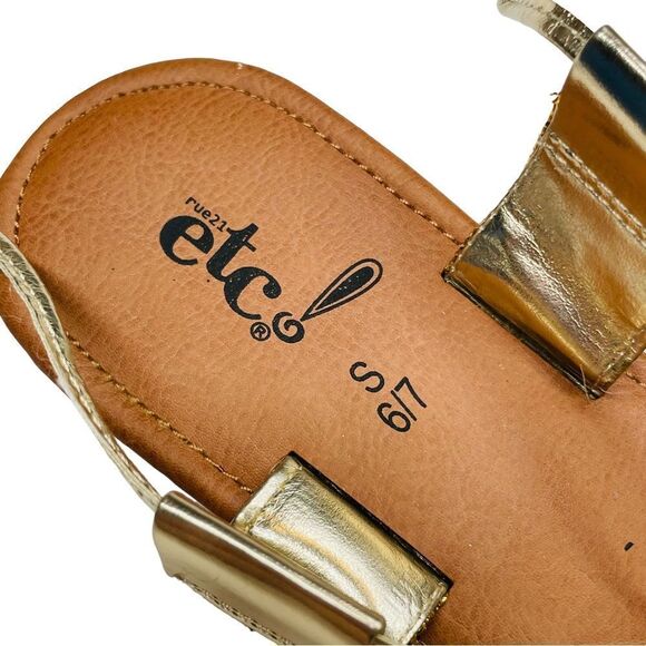 10/$25🦋 Rue 21 etc.! Gold Lace Up Flat Sandals - Size S (6/7) - Picture 10 of 11